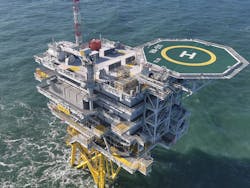 Offshore substation at the Hornsea 1 wind farm. Offshore substation at the Hornsea 1 wind farm.