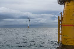The Hywind Scotland floating offshore wind farm. The Hywind Scotland floating offshore wind farm.