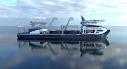 Artist’s impression of the cable-lay vessel Leonardo da Vinci. Artist’s impression of the cable-lay vessel Leonardo da Vinci.