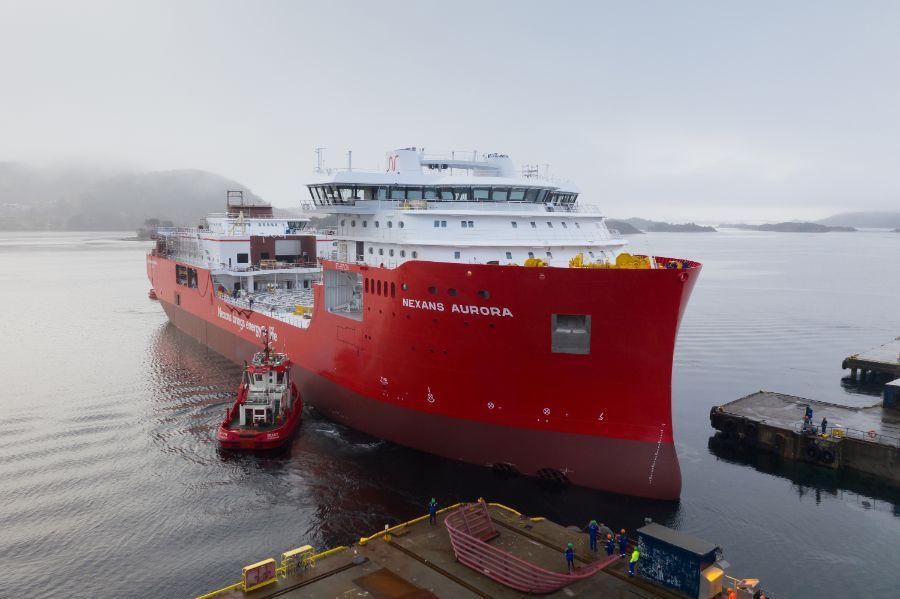 The cable-lay vessel Nexans Aurora.