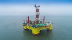 The semisubmersible drilling rig Shen Lan Tan Suo. The semisubmersible drilling rig Shen Lan Tan Suo.