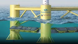 Integrating mWave wave power technology with floating wind turbines is expected to result in shared cost reduction benefits of electrical infrastructure including export cable and grid as well as the platform.