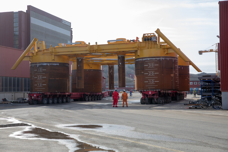 Askeladd template load out from the Aker Solutions production hall in Egersund in 2019.