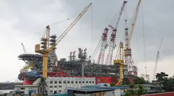 The FPSO Energean Power at the Sembcorp Admiralty Yard in Singapore.