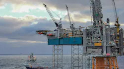 The jackup Rowan Viking and the Edvard Grieg platform in the Norwegian North Sea.