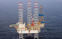 The jackup drilling rig Noble Hans Deul. The jackup drilling rig Noble Hans Deul.