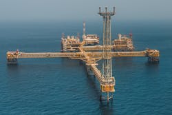 The North Field complex offshore Qatar. The North Field complex offshore Qatar.