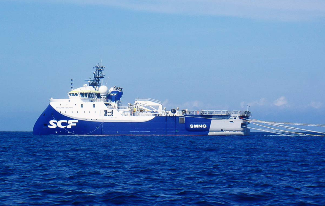 The eight-streamer seismic vessel Vyacheslav Tikhonov.