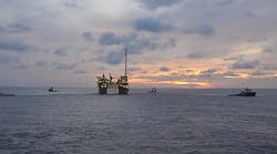 The Gumusut-Kakap semisubmersible platform. The Gumusut-Kakap semisubmersible platform.