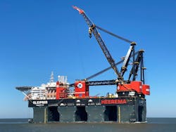 The semisubmersible crane vessel Sleipnir has also executed work for the Hollandse Kust and Hornsea 2 offshore wind farms. The semisubmersible crane vessel Sleipnir has also executed work for the Hollandse Kust and Hornsea 2 offshore wind farms.