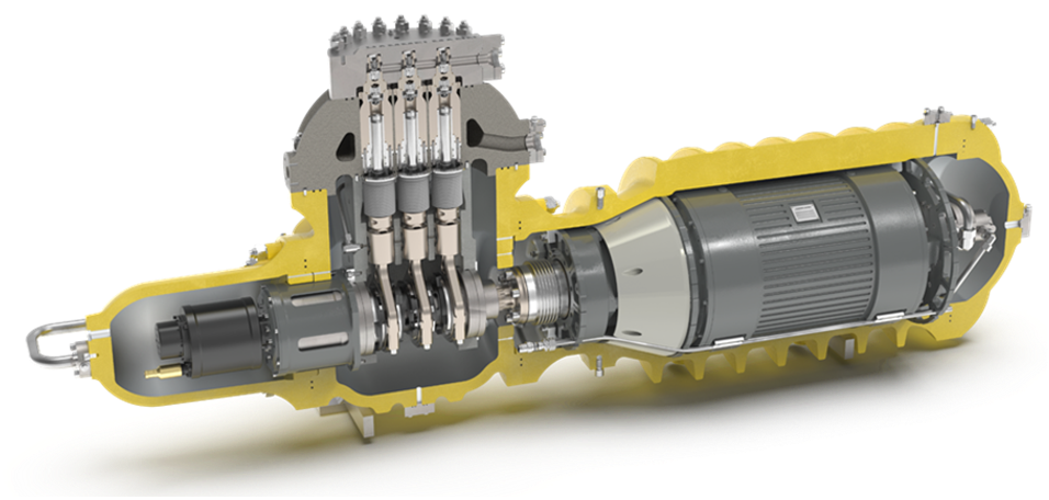 The Hammelmann Subsea Pump, including drive motor and variable displacement system.