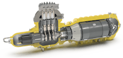 The Hammelmann Subsea Pump, including drive motor and variable displacement system. The Hammelmann Subsea Pump, including drive motor and variable displacement system.