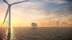 Artist&rsquo;s impression of the wind turbines and a substation at the Dogger Bank offshore wind farm.
