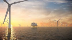 Artist&rsquo;s impression of the wind turbines and a substation at the Dogger Bank offshore wind farm.
