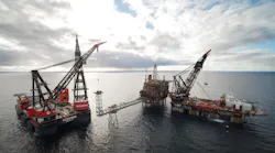 The Sleipnir and Thialf at Brae in the UK central North Sea.