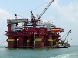 The Floatel Triumph is a semisubmersible accommodation and construction support vessel. The Floatel Triumph is a semisubmersible accommodation and construction support vessel.