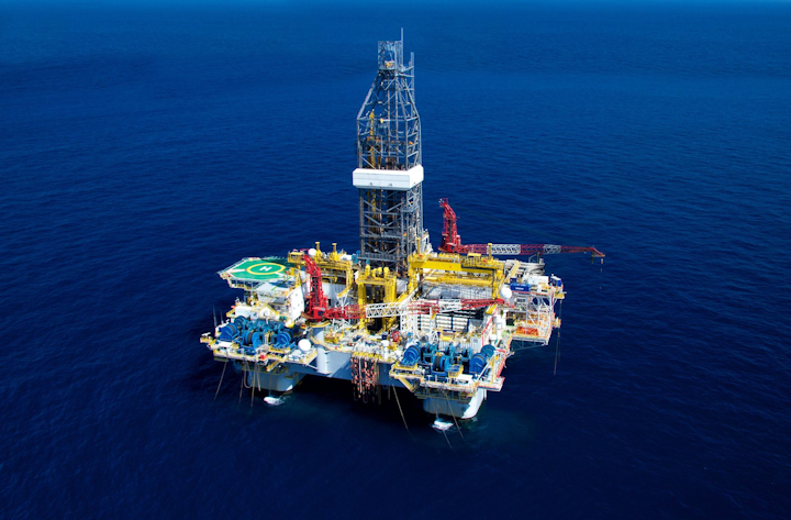 Three reactivated Valaris drilling rigs at work offshore Australia, the ...