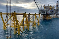 The Phase 2 jackets installed at the Johan Sverdrup field in the Norwegian North Sea. The Phase 2 jackets installed at the Johan Sverdrup field in the Norwegian North Sea.