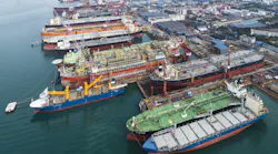 Aerial view of the Tuas shipyard.