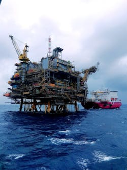 The Mexilhão platform in the Santos basin offshore Brazil. The Mexilhão platform in the Santos basin offshore Brazil.