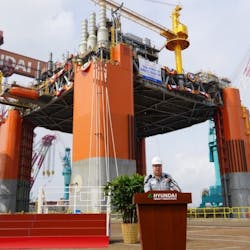 Photo of Murphy’s King’s Quay FPS sailaway ceremony in Ulsan, Korea. Three fields will tieback to the newbuild FPS in the Gulf of Mexico. Photo of Murphy’s King’s Quay FPS sailaway ceremony in Ulsan, Korea. Three fields will tieback to the newbuild FPS in the Gulf of Mexico.