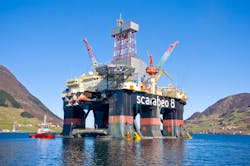 The semsiub Scarabeo 8 drilled the King and Prince exploration wells and a follow-up appraisal well in the central Norwegian North Sea. The semsiub Scarabeo 8 drilled the King and Prince exploration wells and a follow-up appraisal well in the central Norwegian North Sea.