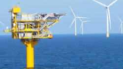 The Blythe platform with the Dudgeon offshore wind farm in background. The Blythe platform with the Dudgeon offshore wind farm in background.
