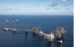 The Ekofisk complex in the Norwegian North Sea. The Ekofisk complex in the Norwegian North Sea.