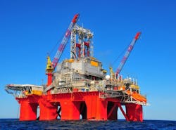 The harsh environment semisubmersible drilling rig Transocean Barents. The harsh environment semisubmersible drilling rig Transocean Barents.