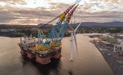 The Saipem 7000 lifting operations during the Hywind project.