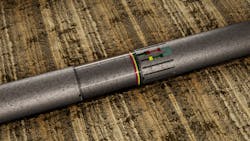 Monitoring mandrel deployed on casing with its sensor, battery module, and transmitting coil. Monitoring mandrel deployed on casing with its sensor, battery module, and transmitting coil.