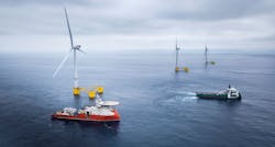 The WindFloat Atlantic floating wind project offshore Portugal. The WindFloat Atlantic floating wind project offshore Portugal.
