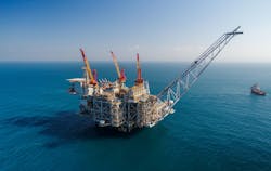 The Leviathan platform offshore Israel. The Leviathan platform offshore Israel.