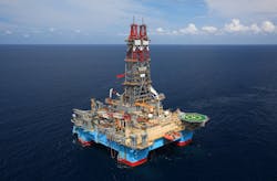 The semisubmersible Maersk Discoverer. The semisubmersible Maersk Discoverer.