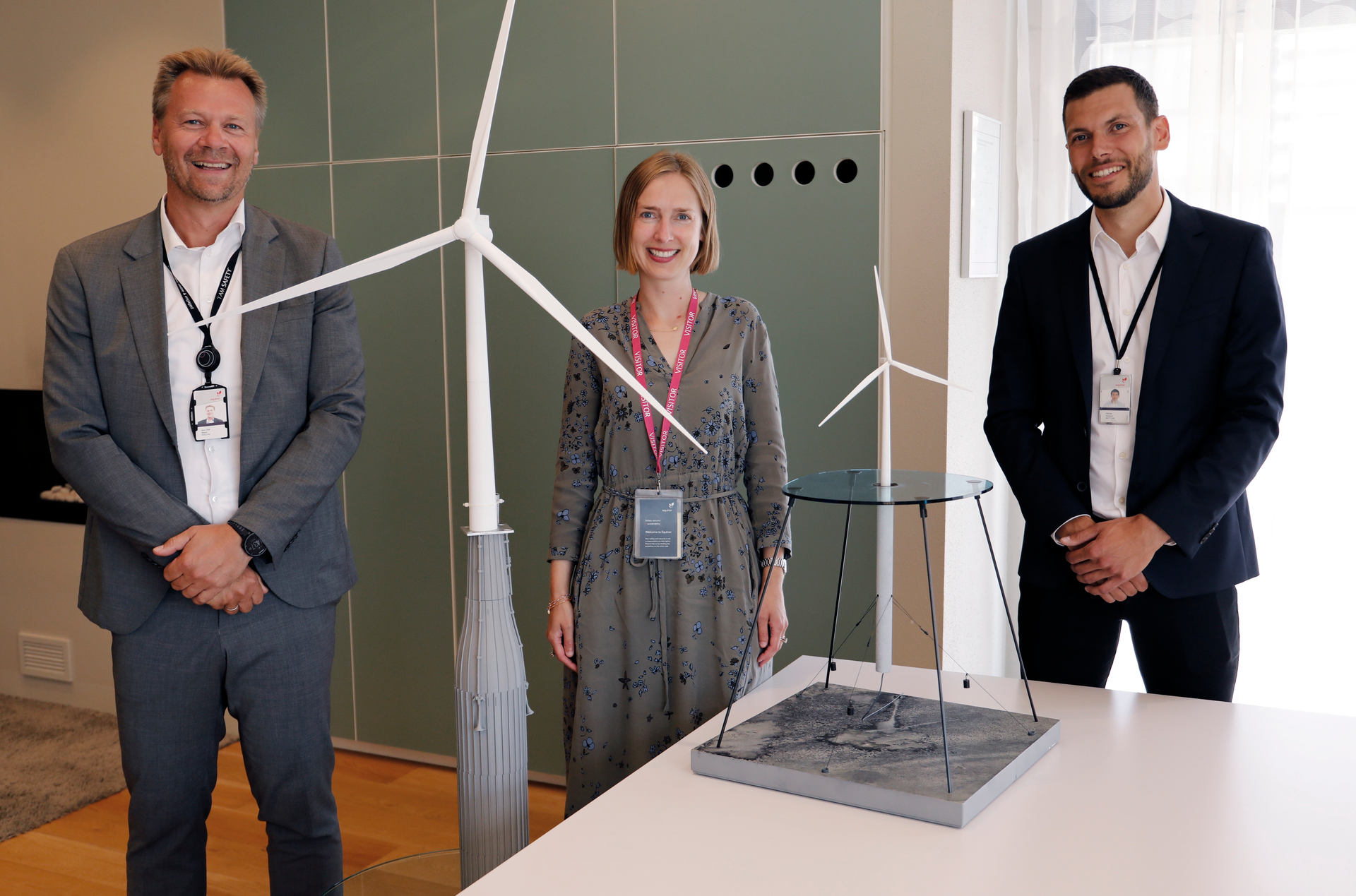 Jens &Oslash;kland, senior vice president for Business development in Renewables, Iselin Nyb&oslash;, Minister of Trade and Industry, and Florian Schuchert, vice president Offshore wind technology.