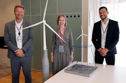 Jens Økland, senior vice president for Business development in Renewables, Iselin Nybø, Minister of Trade and Industry, and Florian Schuchert, vice president Offshore wind technology. Jens Økland, senior vice president for Business development in Renewables, Iselin Nybø, Minister of Trade and Industry, and Florian Schuchert, vice president Offshore wind technology.