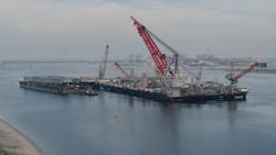 Jacket lift system beams arriving last month in Rotterdam Harbor. Jacket lift system beams arriving last month in Rotterdam Harbor.