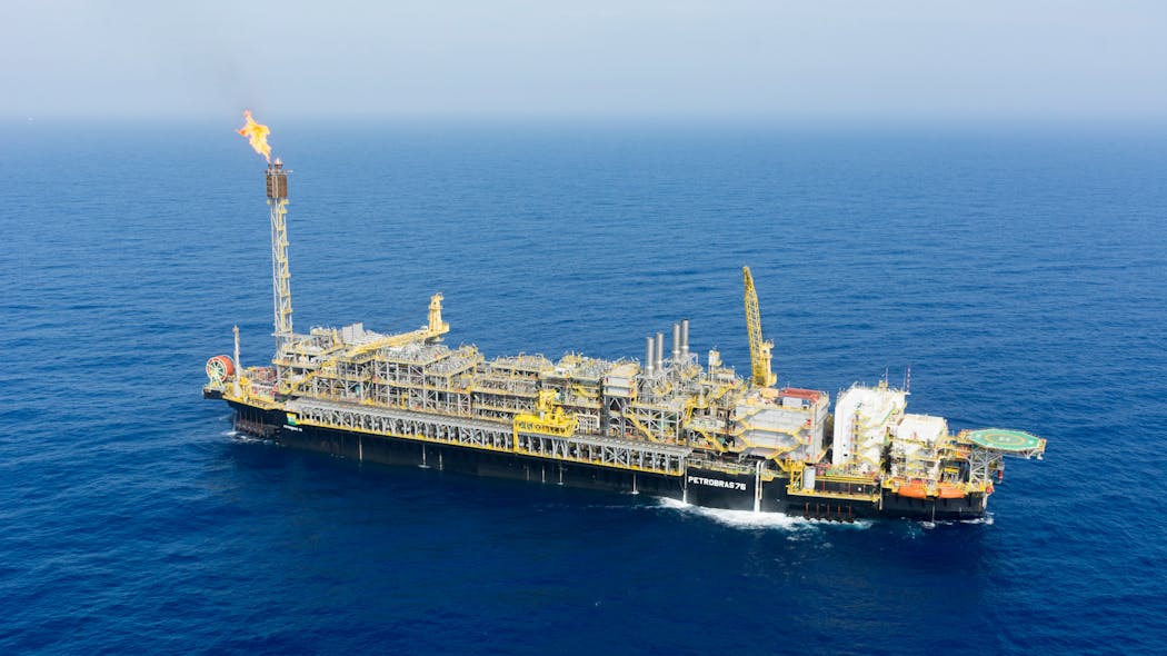 The FPSO P-76 operates at the B&uacute;zios field offshore Brazil.