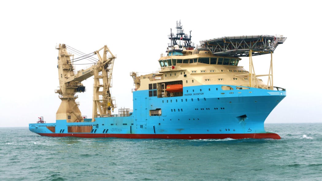 The Maersk Inventor is an I-class subsea support vessel.