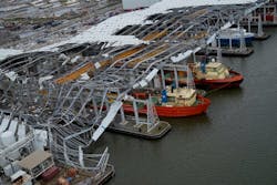 Ship docking facilities at Port Fourchon in the wake of Hurricane Ida. Ship docking facilities at Port Fourchon in the wake of Hurricane Ida.