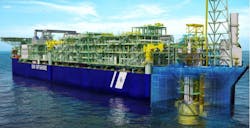 Schematic of the Barossa FPSO. Schematic of the Barossa FPSO.