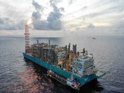 The FLNG vessel PFLNG Dua. The FLNG vessel PFLNG Dua.