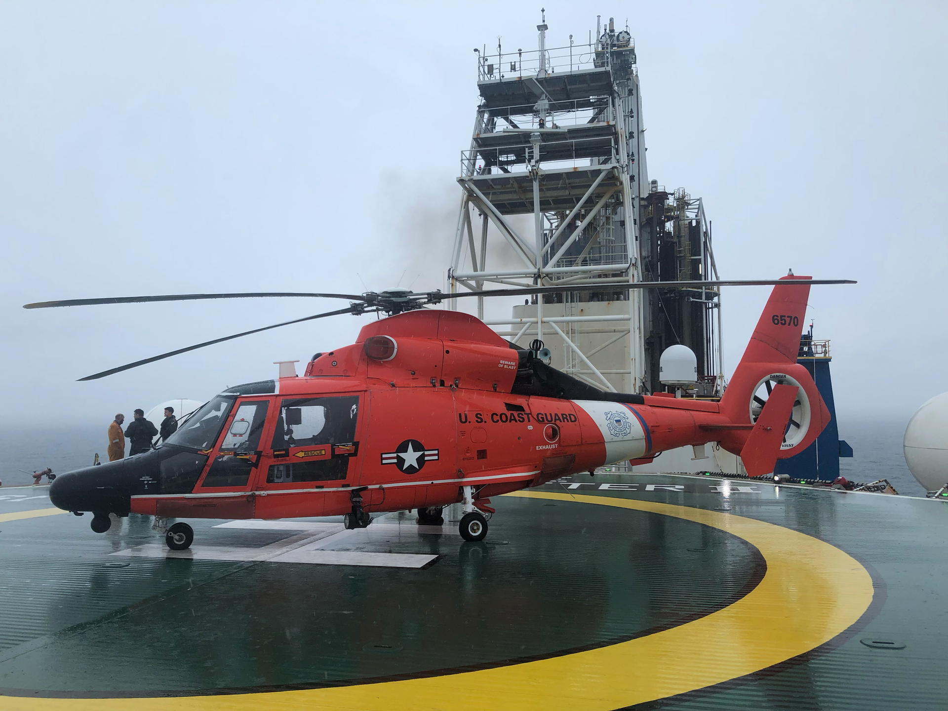 The US Coast Guard Air Station New Orleans aircrew onboard the Noble Globetrotter II.