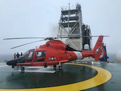 The US Coast Guard Air Station New Orleans aircrew onboard the Noble Globetrotter II. The US Coast Guard Air Station New Orleans aircrew onboard the Noble Globetrotter II.
