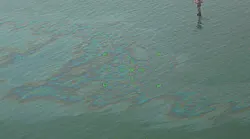 On Sept. 5, a Coast Guard Aviation Training Center Mobile HC-144 Ocean Sentry airplane crew conducted an overflight assessment of the Bay Marchand about 2 mi (3 km) south of Port Fourchon. The crew witnessed an 11-mi (18-km) rainbow sheen that the Coast Guard is actively monitoring.