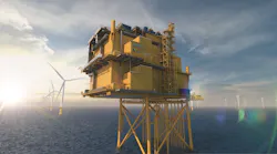 The offshore converter station will collect the alternating current power generated by the wind turbines and transform it to direct current.