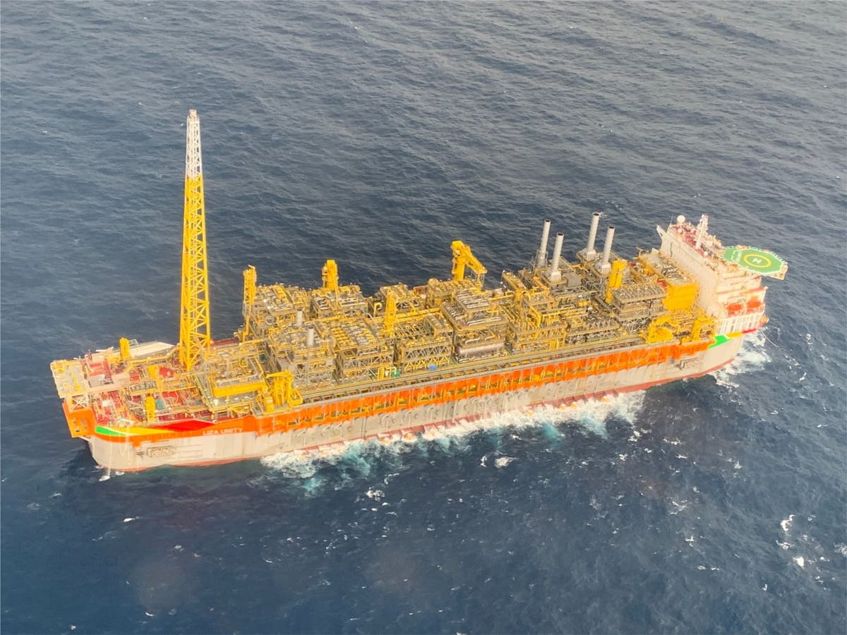 The FPSO Liza Unity will be spread moored in in 1,600 m (5,249 ft) of water.