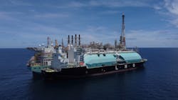The PFLNG Satu and LNG carrier Seri Cemara. The PFLNG Satu and LNG carrier Seri Cemara.