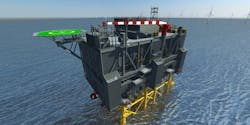 Artist impression of the Sofia HVDC offshore converter platform.