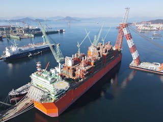 The Coral-Sul FLNG vessel departing South Korea for Mozambique.